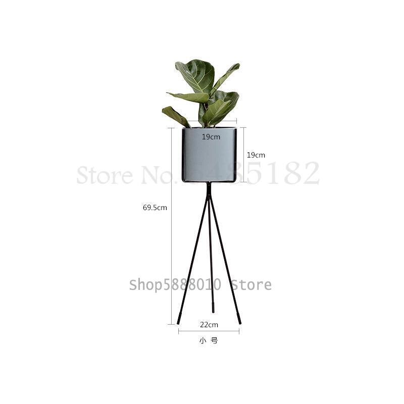 Scandinavische smeedijzeren bloemenstandaard, eenvoudig en stijlvol, balkon, woonkamer, binnen, staand, groen bloemenrek: 69.5 x 22 x 19cm 13