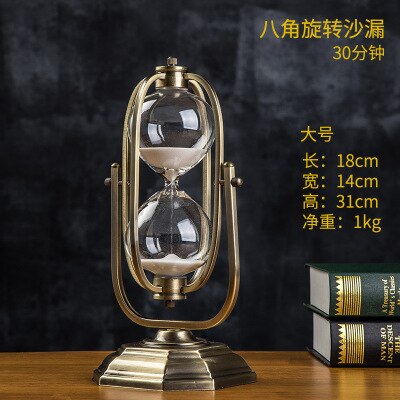 Retro Modern Metal Swivel Sand Timer Hourglass Pendulum Clock Time Wooden Rotating Hour Glass Clock Home Decor Wedding