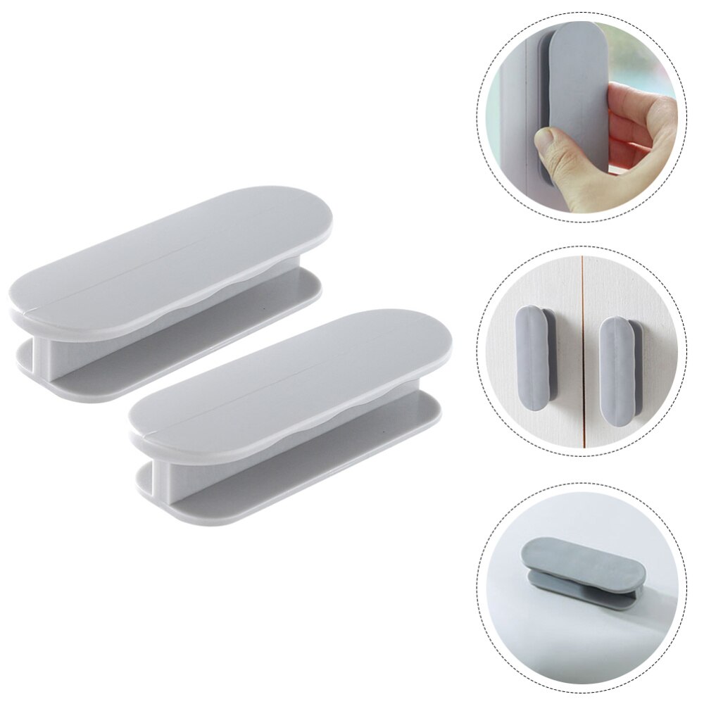 1 Set 2 Pcs Self-stick Window Door Handles Cabinet Handles (Light Grey)