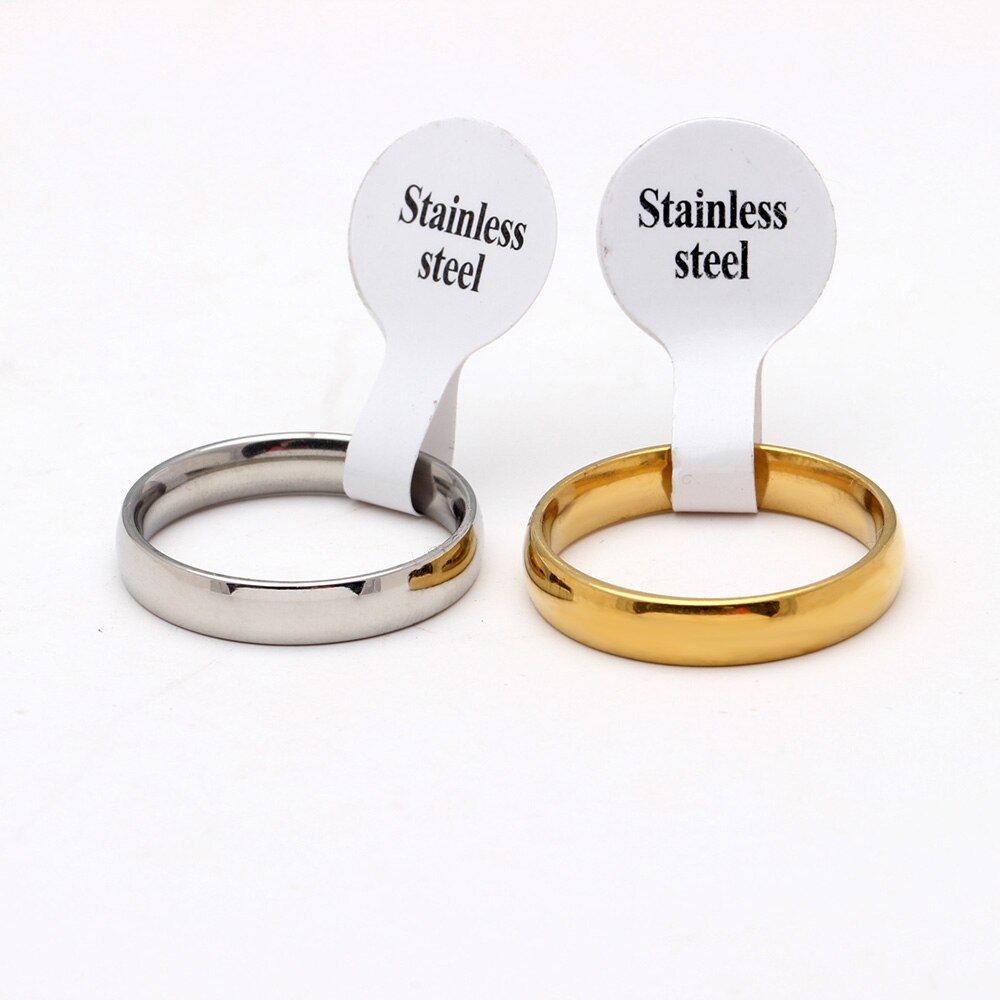 Witgouden dames 316l roestvrij staal 4mm meer kleur zwarte vingerringen sieraden ronde heren trouwring feest