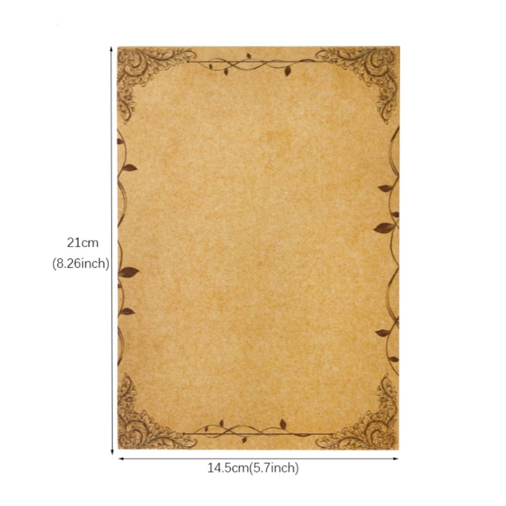 16sheets Vintage Flower Kraft Letter Paper Brown Craft Writing Paper Stationery Letter Pad Office Supplies: 16pcs Pattern 1