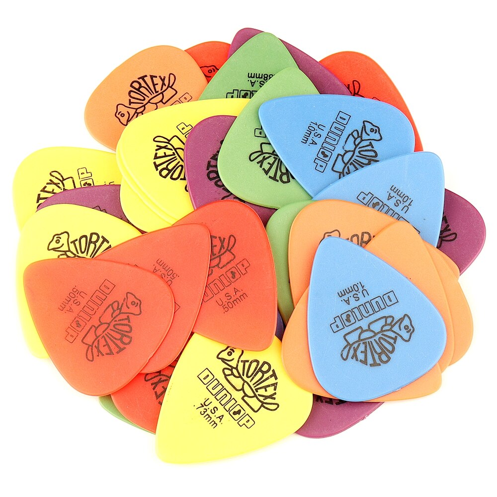 Dunlop-púas para guitarra eléctrica, accesorios para bajo, 6 tipos de grosor, Plectrum, 100 unidades,