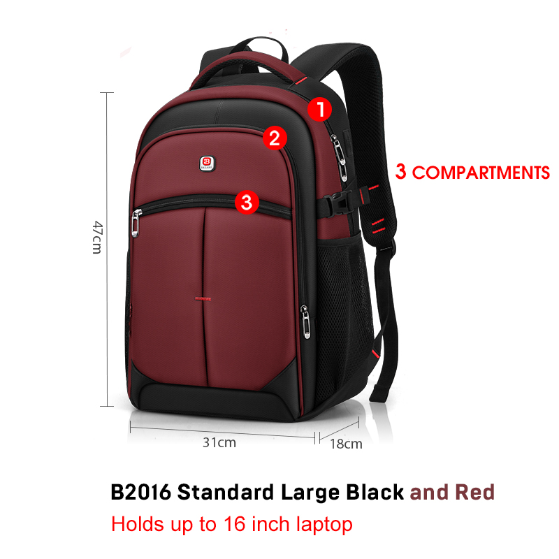 Balang laptop ryggsäck män kvinnor bolsa mochila för 14-17 tum bärbar dator ryggsäck skolväska ryggsäck för tonåringar: Standard stor bk rd
