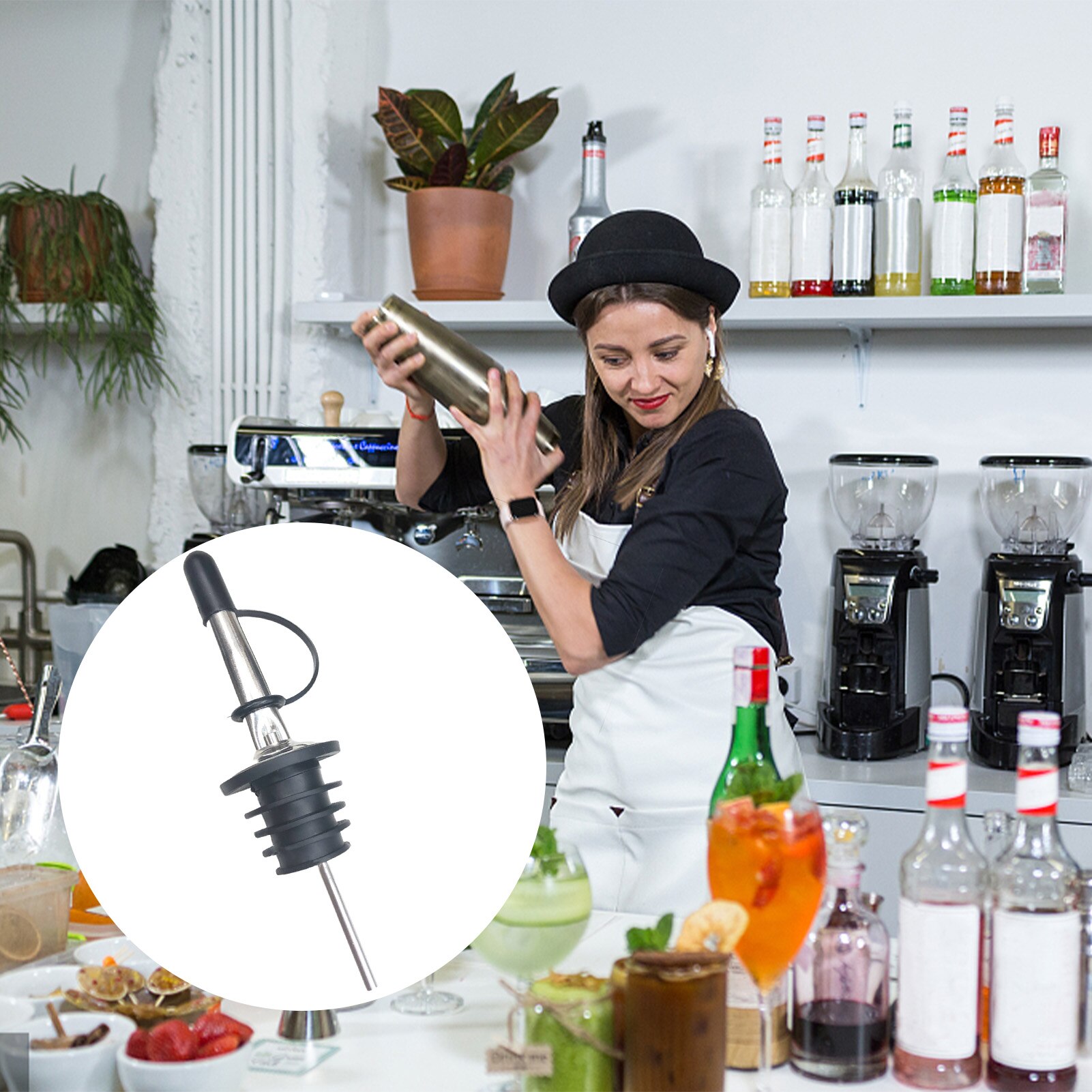 Liquor Bottle Pourer Stainless Steel Liquor Pourers With Rubber Dust Caps Speed Wine Bottle Pourer For Oil Juice Syrup Whiskey