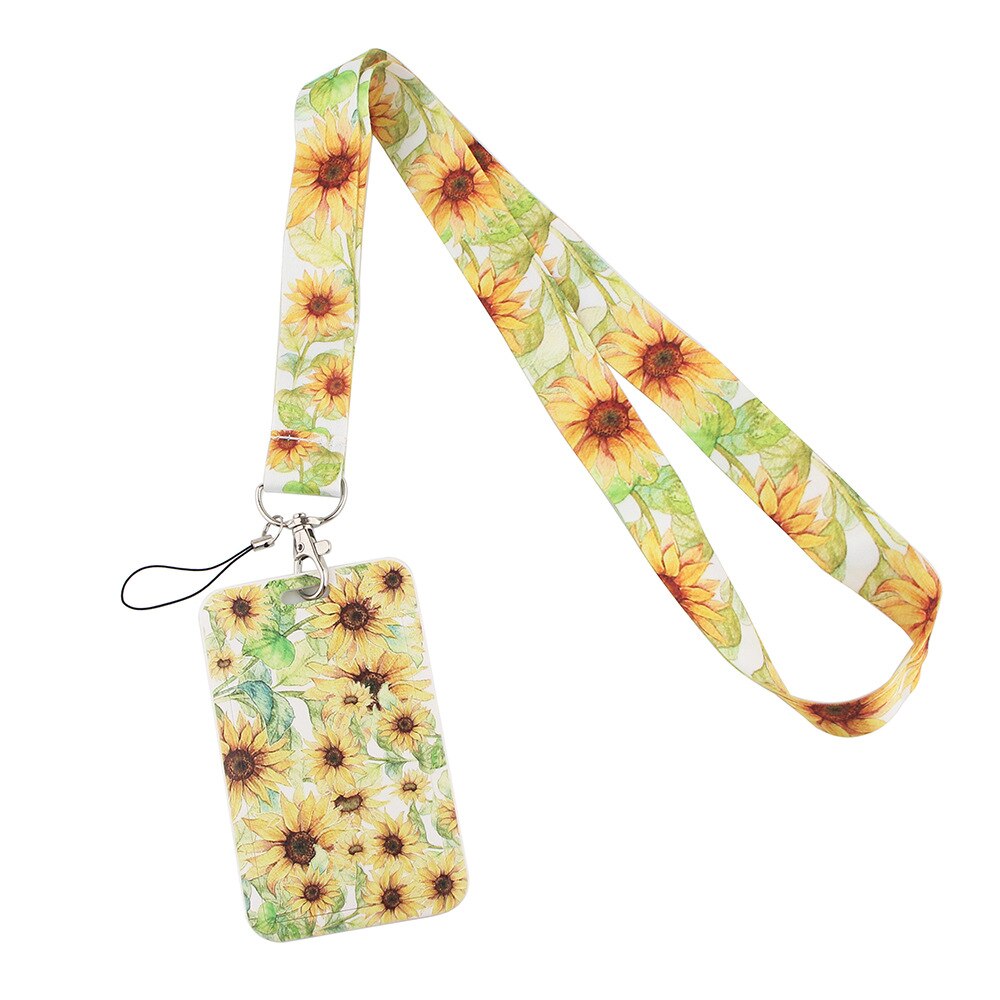 1Pcs Sunflower Lanyard Id Badge Holder Keychain ID Card Pass Gym Mobile Key Rings Nurse Accessories: NO.4