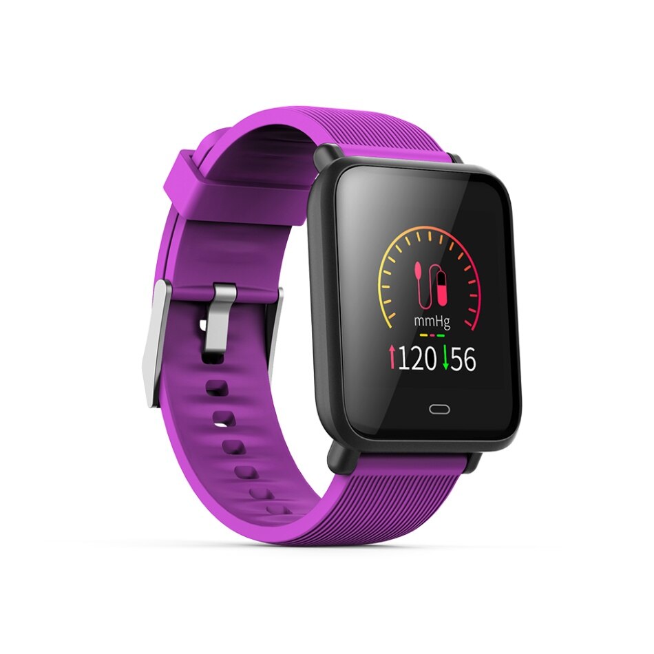 Q9 Sport Uhr Smart Armband Wasserdichte Fitness Tracker Blutdruck Schrittzähler Kalorien Herz Rate Schlaf Monitor Handgelenk Band: Purpurrot