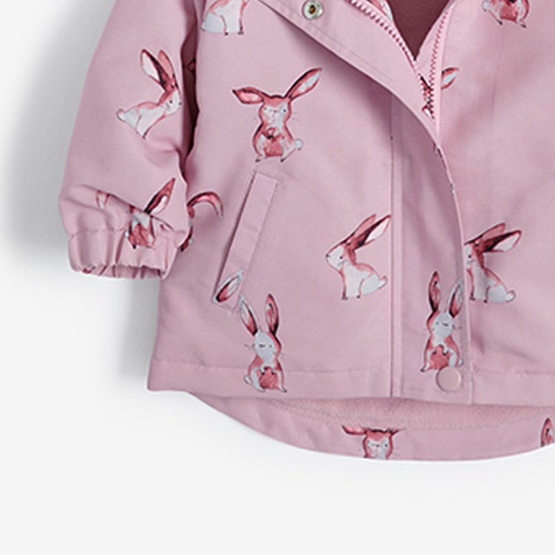 Little maven Toddler Girls Jacket Pink Rabbit Children's Windbreaker Fall Baby Girls Hooded Clothes Autumn Little Girls Coat