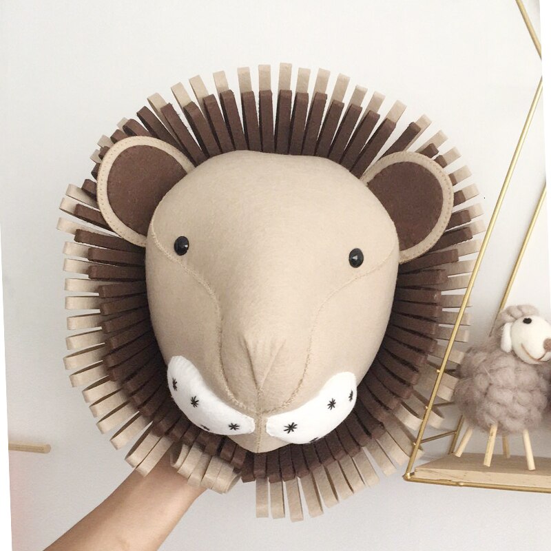 Kids Room Decor Felt Zebra Handmade Felt Animal Heads Elephant Fox Lion Head Wall Hanging Decor For Kids Room Nursery Room Decor