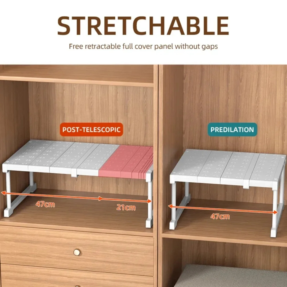 Kast Plank Garderobe Organizer Stapelbare Planken Closer Opbergrek Telescopisch Ponsvrij Verstelbare Kledingkast Scheidingsplaat