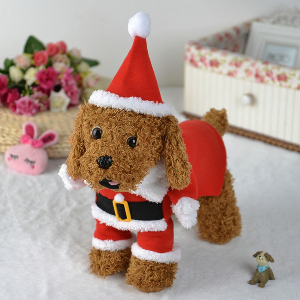 Traje para perros de Papá Noel, ropa de Navidad para perros pequeños, abrigo con capucha para perros pequeños, chaquetas, ropa para cachorros y gatos, Atuendo para Chihuahua