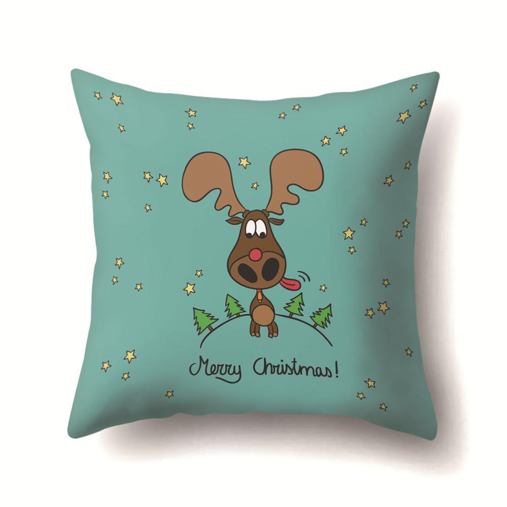 Mignon cerf noël housse de coussin Polyester décoratif jeter oreiller noël nouvel an décor à la maison cojines decorativos para canapé 40543: 2BZ-40543-098