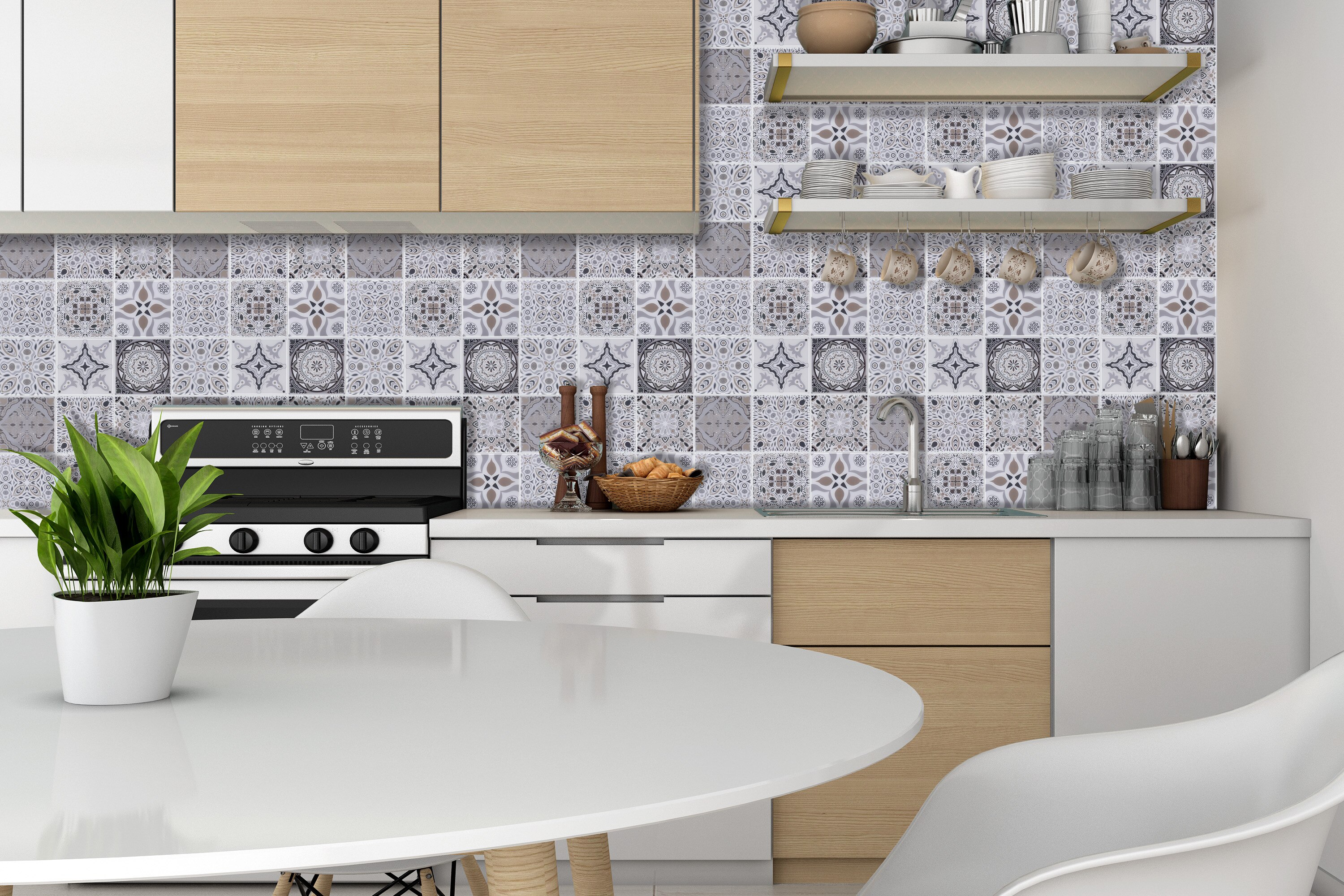 EasyTiles Premium Peel and Stick Tiles Talavera Mexican 3D Mosaic Backsplash Sticker For Kitchen Bathroom Decor - 1 Sheet