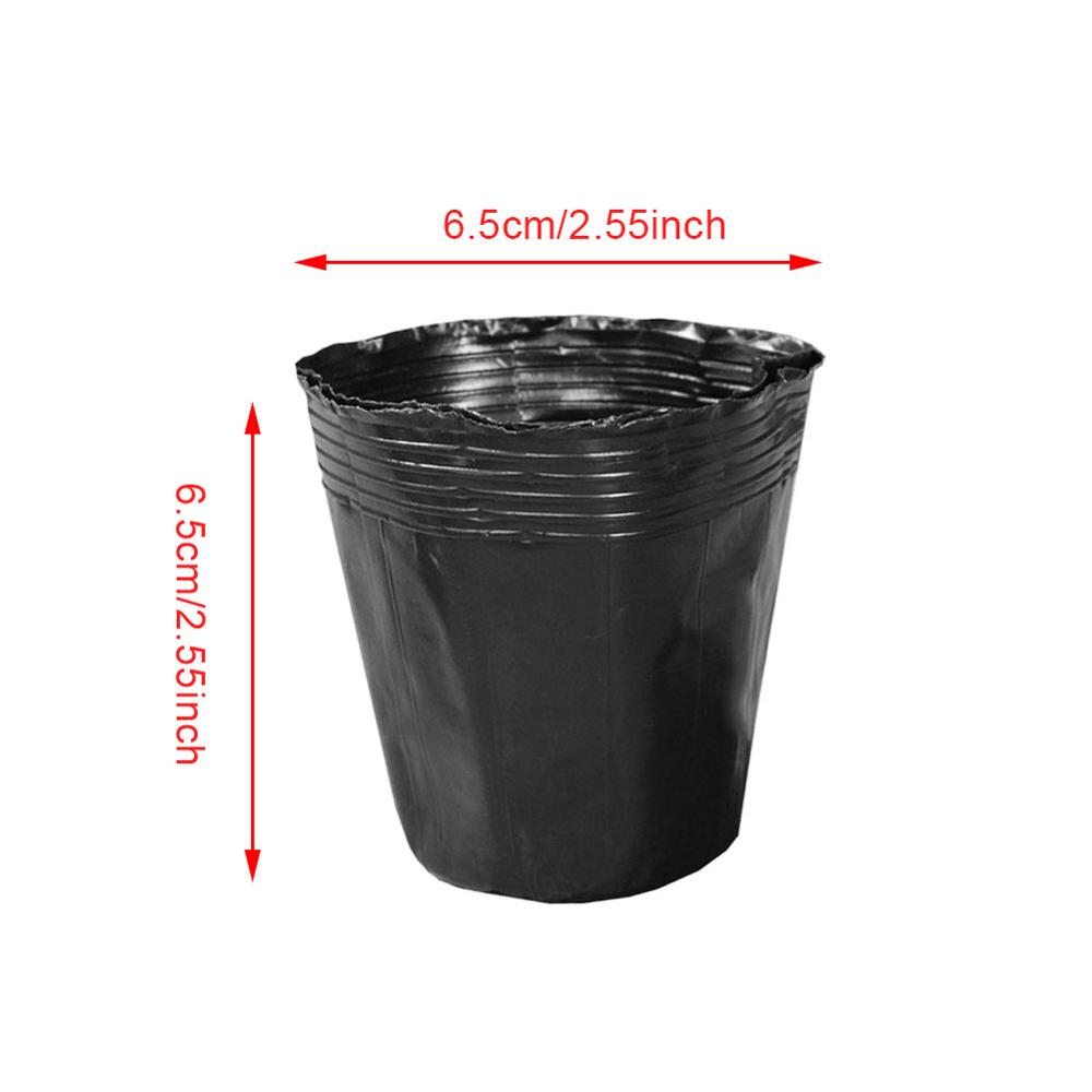 100pcs Plastic Nursery Plant Seedling Holder Raising Bag Nutrition Pots Garden Supplies Containers Set: 6.5cm