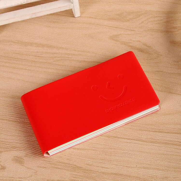 Cute Korean Smiley Notebook Kawaii Student Stationery School Supplies MINI Rectangle Notebook Color Inside Pages Small Note Book: Red