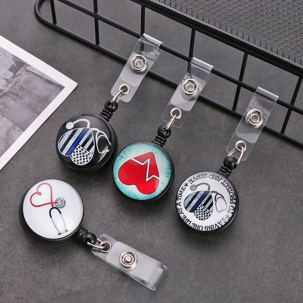 1PC Unisex Kreative Versenkbare Abzeichen Reel Krankenschwester ID Name Display Karte Abzeichen Halter Anti-Verloren Clip Key Ring lanyard Büro Liefern