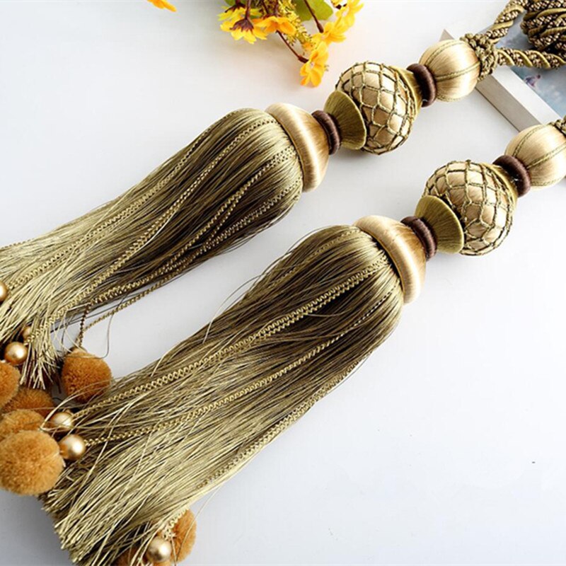 Embrasses de rideaux à Pompons, 2 pièces, cordes à franges, boules de ceinture suspendues, boucle de rideau, fermoir, accessoires