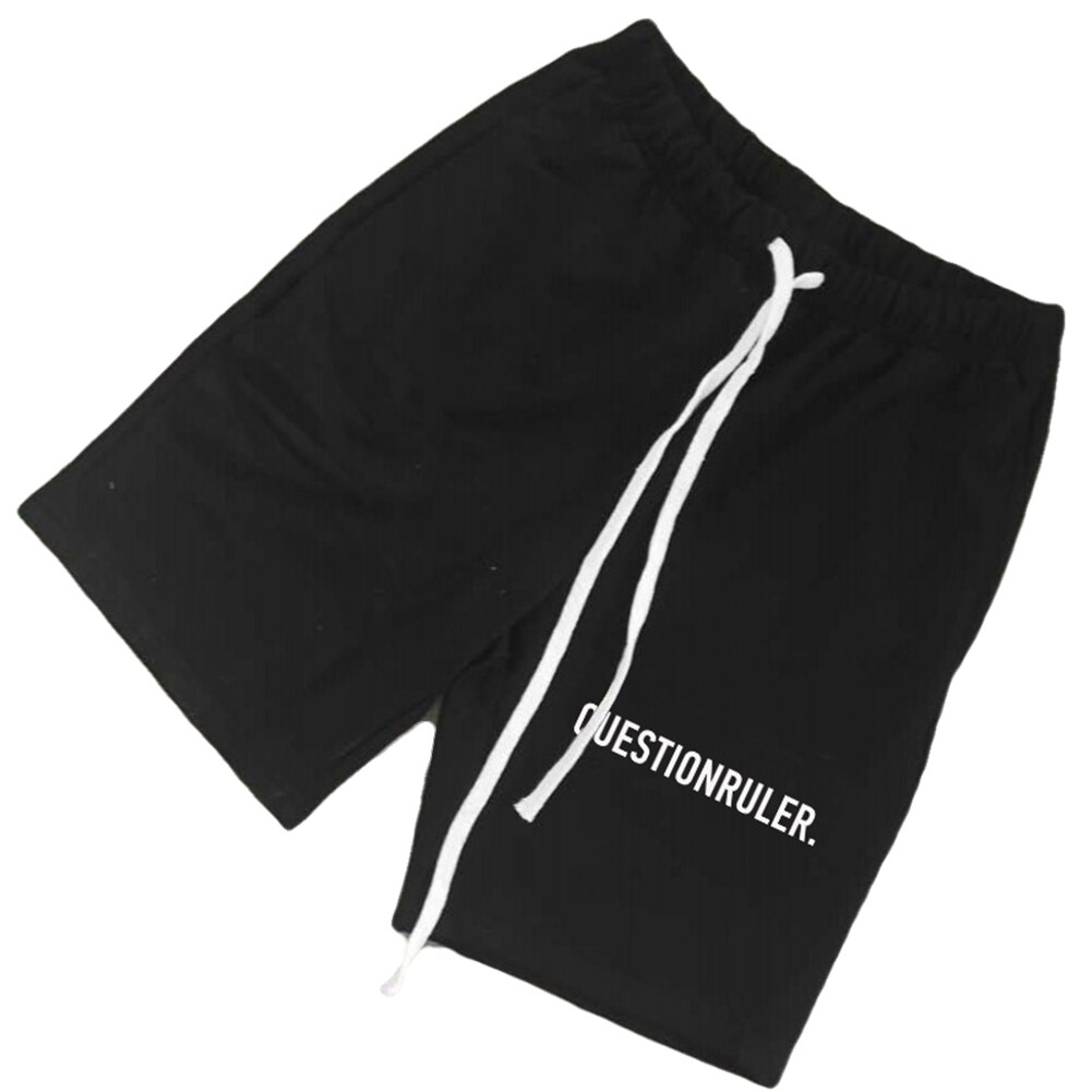 Ins style herre fritidsshorts med bokstavtrykk høy midje shorts gutter sportsshorts med snøring for løping av basketball: Svart / L