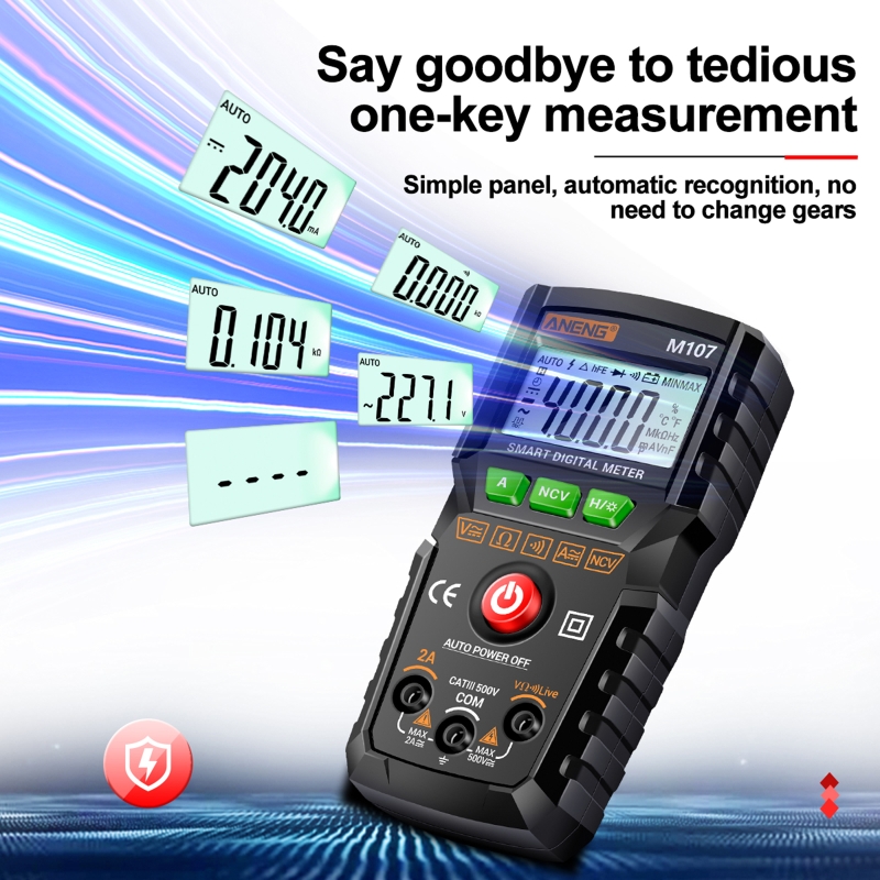 Digital Multimeter 4000 Counts Auto-Ranging Ohmmeter Voltmeter Measure Voltage Current Resistance Auto-Power-Off Durable