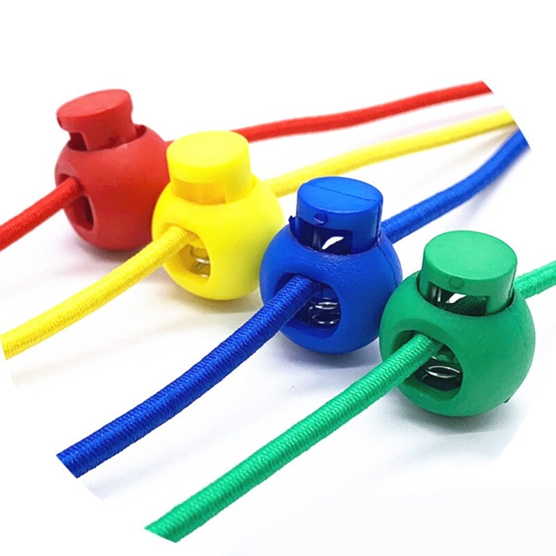 30/100Pcs Face Mask Earloop Plastic Cord Locks End Round Ball Spring Toggle Stoppers Single Hole Sliding Fastener