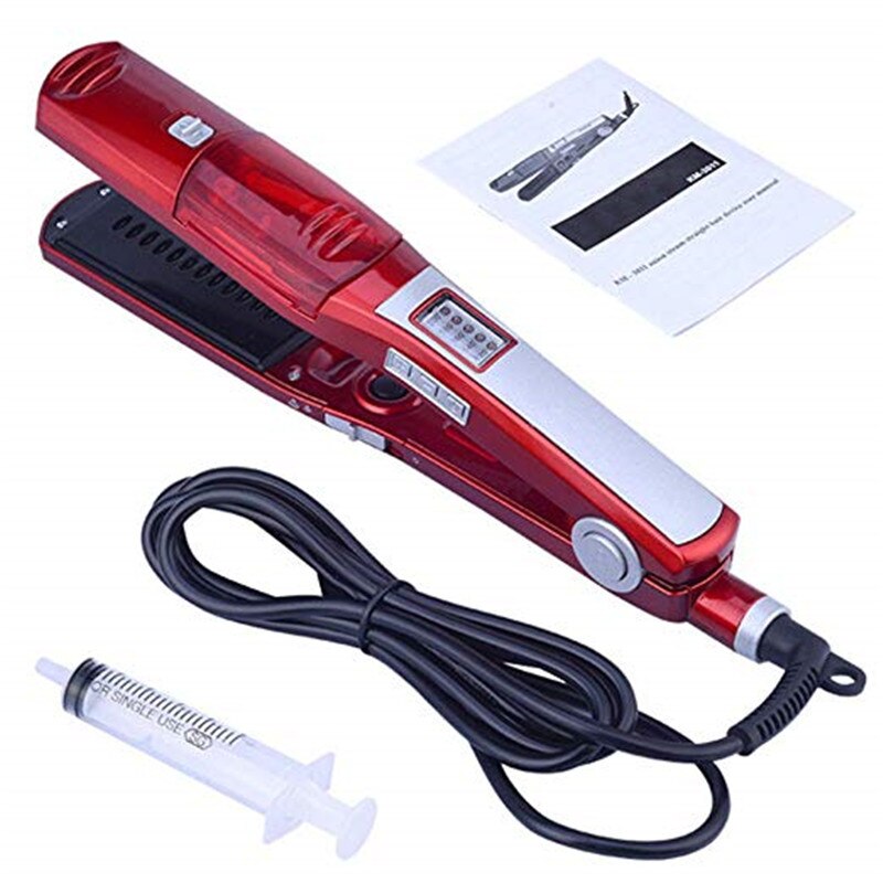 Alisador de pelo a vapor, plancha plana de inyección de pintura a vapor 450F, alisador de pelo, herramientas de peinado: Red no box / US