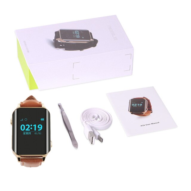 A16 Children Kid Wristwatch Waterproof Smart Watch With GSM GPRS GPS Locator Tracker Anti-Lost Smartwatch For Child Guard: gold with box