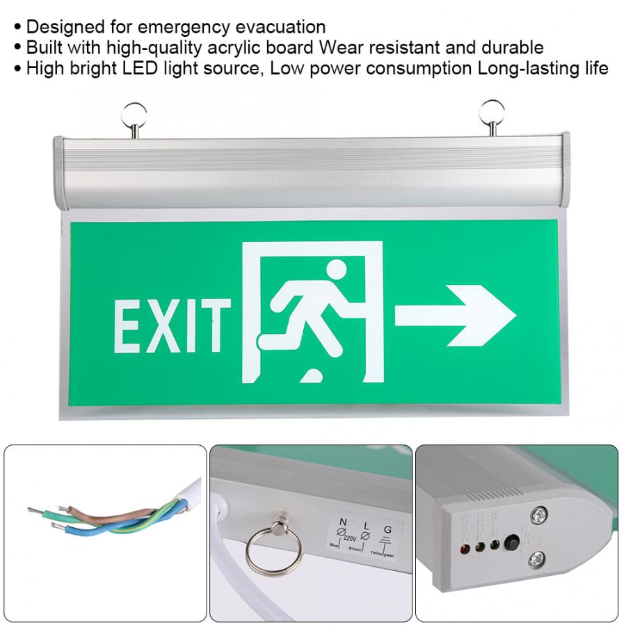 Solar battery 110-220V Acrylic LED Emergency Exit Sign Lamp Evacuation Indicator Light Solar battery power