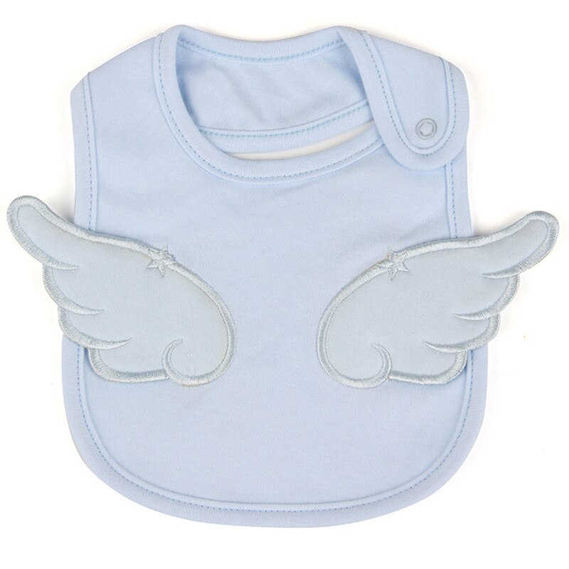 Newborn Bibs Baby Bandana Bibs White Cotton Burp Cloth Pink Angel Wings Cute Boy Girl Bib For Infant Toddler Feeding: ligth blue