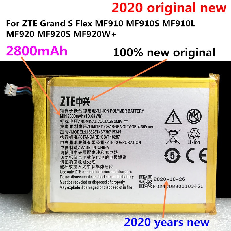 Originele 2000Mah LI3820T43P3h715345 Batterij Voor Zte Grote S Flex/Voor Zte MF910 MF910S MF910L MF920 MF920S MF920W + batterij