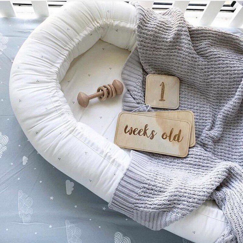 Household Baby Monthly Milestone Wooden Cards Baby Photography Props Home Milestone Card(Leaf Pattern,English Twelve)