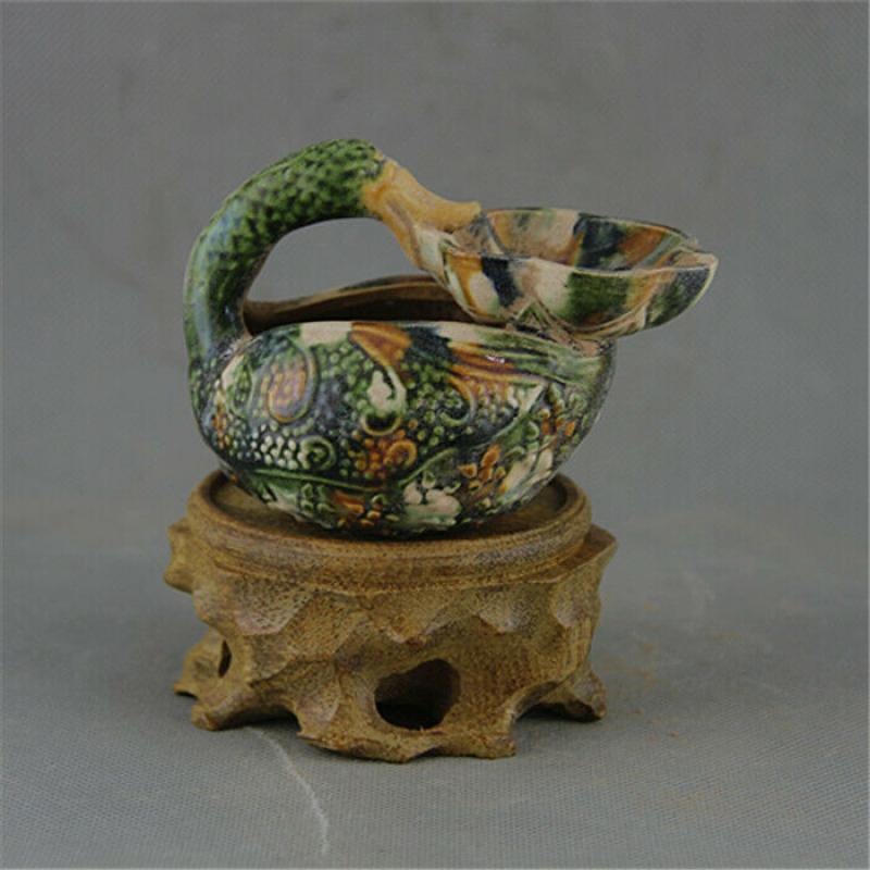 Chinese Tang Tri-Color Glazed Ceramics Duck Porcelain Brush Washer 4.5