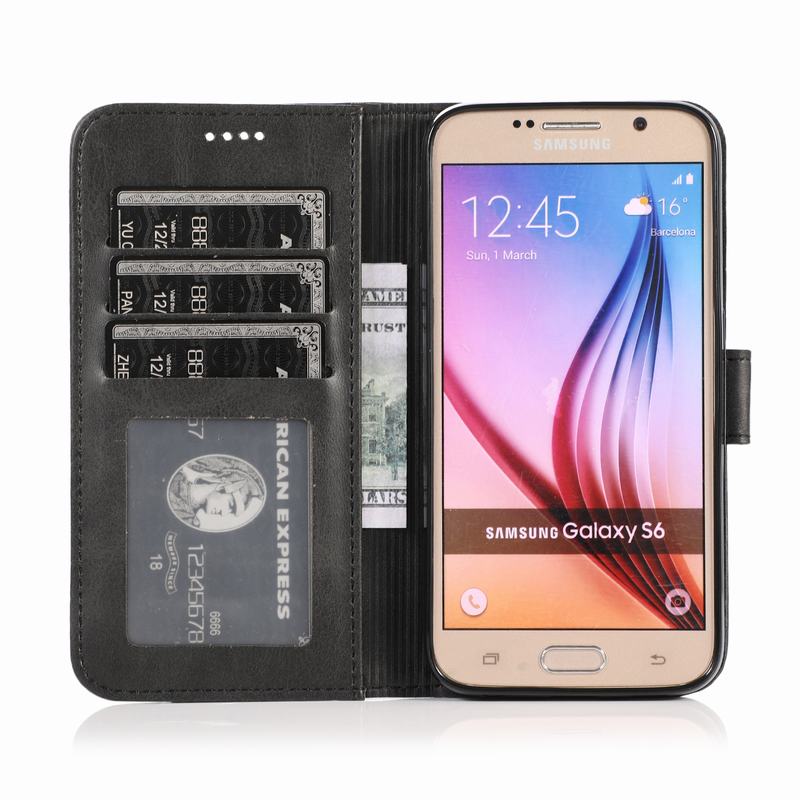 Funda de lujo con cierre magnético para Samsung Galaxy S6 Edge, cartera con cierre magnético, soporte de cuero para teléfono Samsung S 6 S6edge