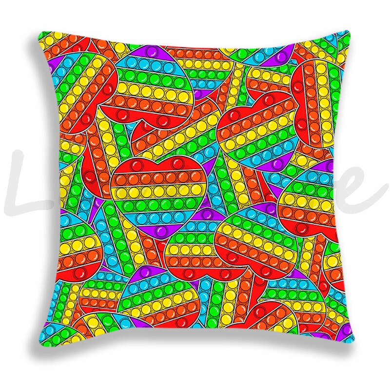 Pop Het Gedrukt Kussensloop Leuke Kussenhoezen Voor Fauteuil Bed Thuis Decoratieve Regenboog Kleur Kussensloop Kids kussensloop: 12