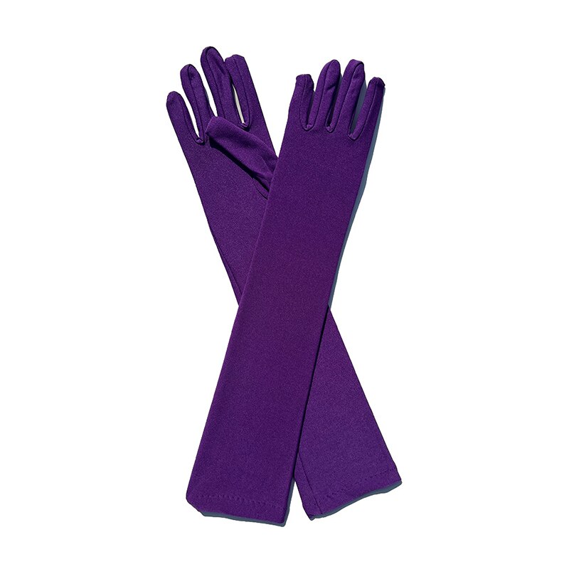 Klassische Erwachsene Schwarz Weiß verrotten Grün Oper/Ellenbogen/Handgelenk strecken Satin- Finger Lange Handschuhe Frauen Klappe Handschuhe Passenden kostüm: dunkel Lila