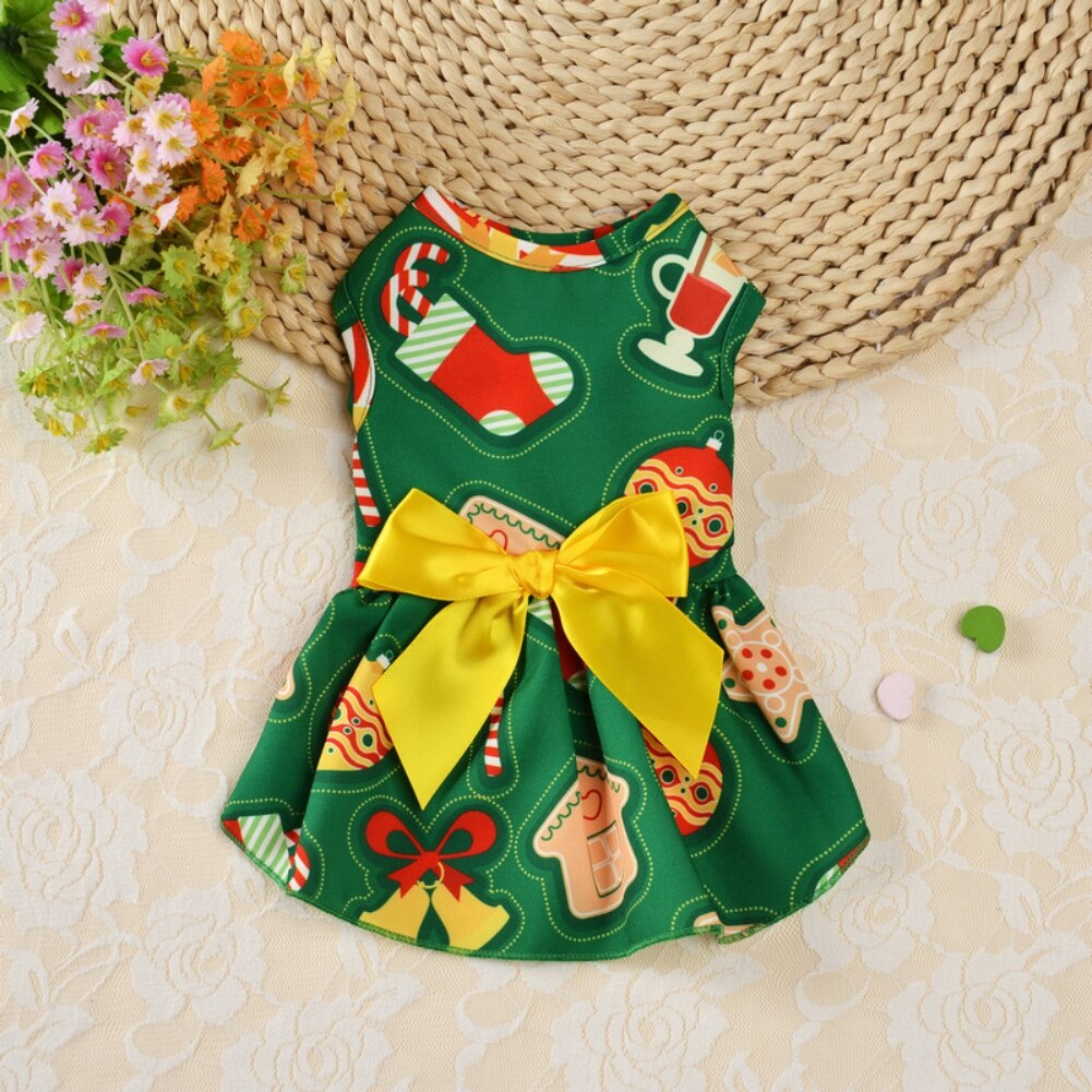 Vestido de Navidad para perros y mascotas, faldas con lazo, para Festival de cachorros, pequeñas, medianas y grandes