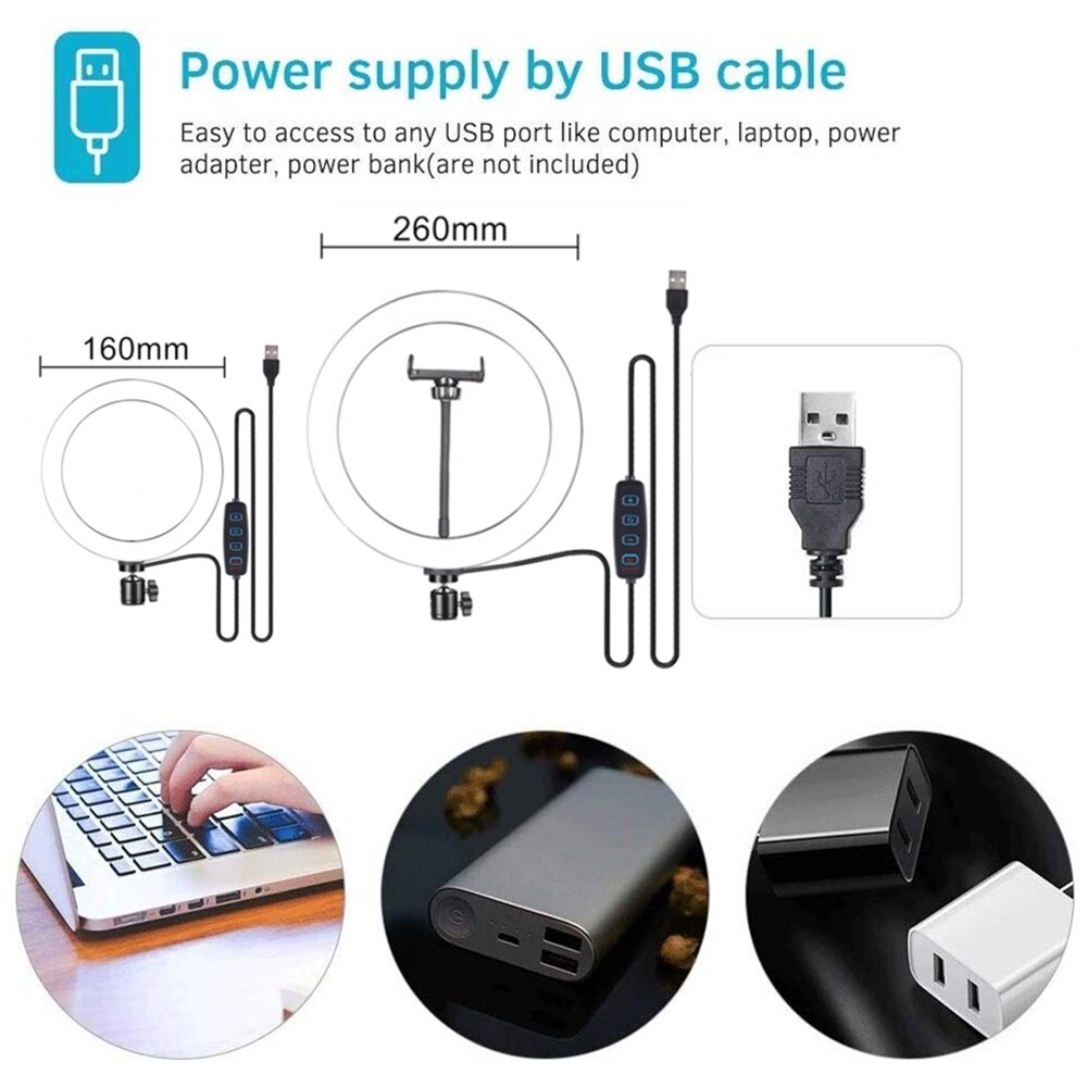 Selfie Ring Lamp Voor Ring Telefoon Fotografie Verlichting Led Ring Licht Selfie Camera Statief Kit Foto Apparatuur Para Air Black