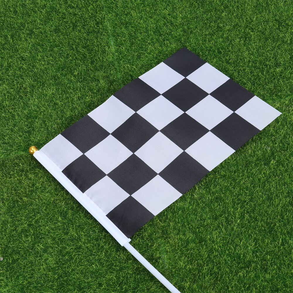 Mini banderas de carrera a cuadros, Bandera de mano para coche de carreras, 50 Uds., color blanco y negro