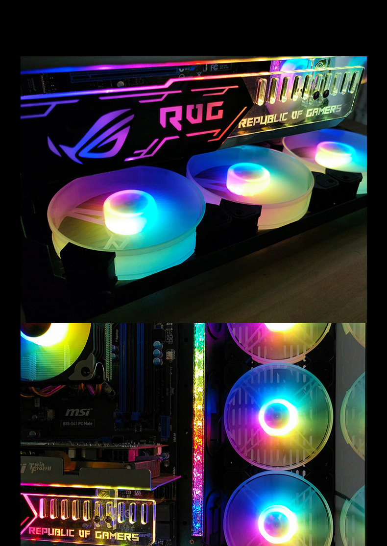 Wvibo 120Mm Argb Fan Jade Ring Pwm 4PIN 12V Dc Mute Stille Computer Case Fans Cooler 5V 3PIN Rgb Aura Sync Ventilador