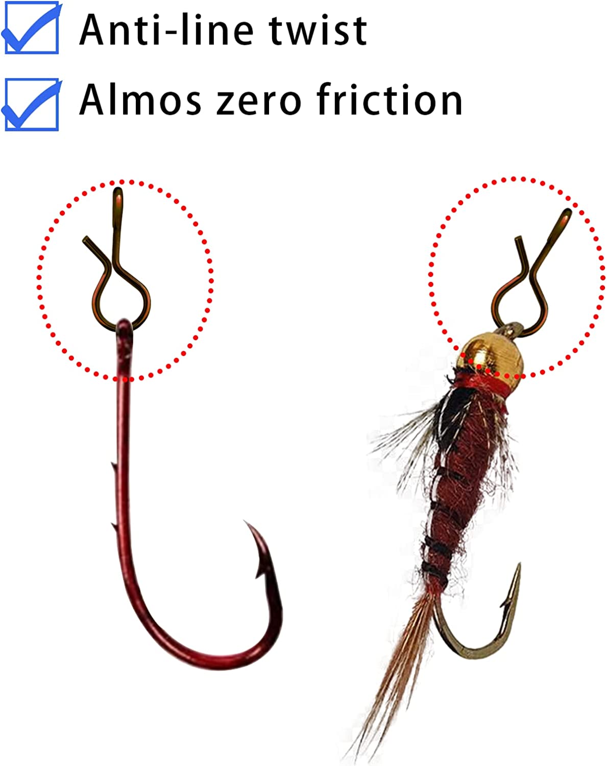 Eupheng 50pcs Fly Fishing Snap Quick Change Stainless Steel Fly No Knot Snap Connector Tying Tools Accessories