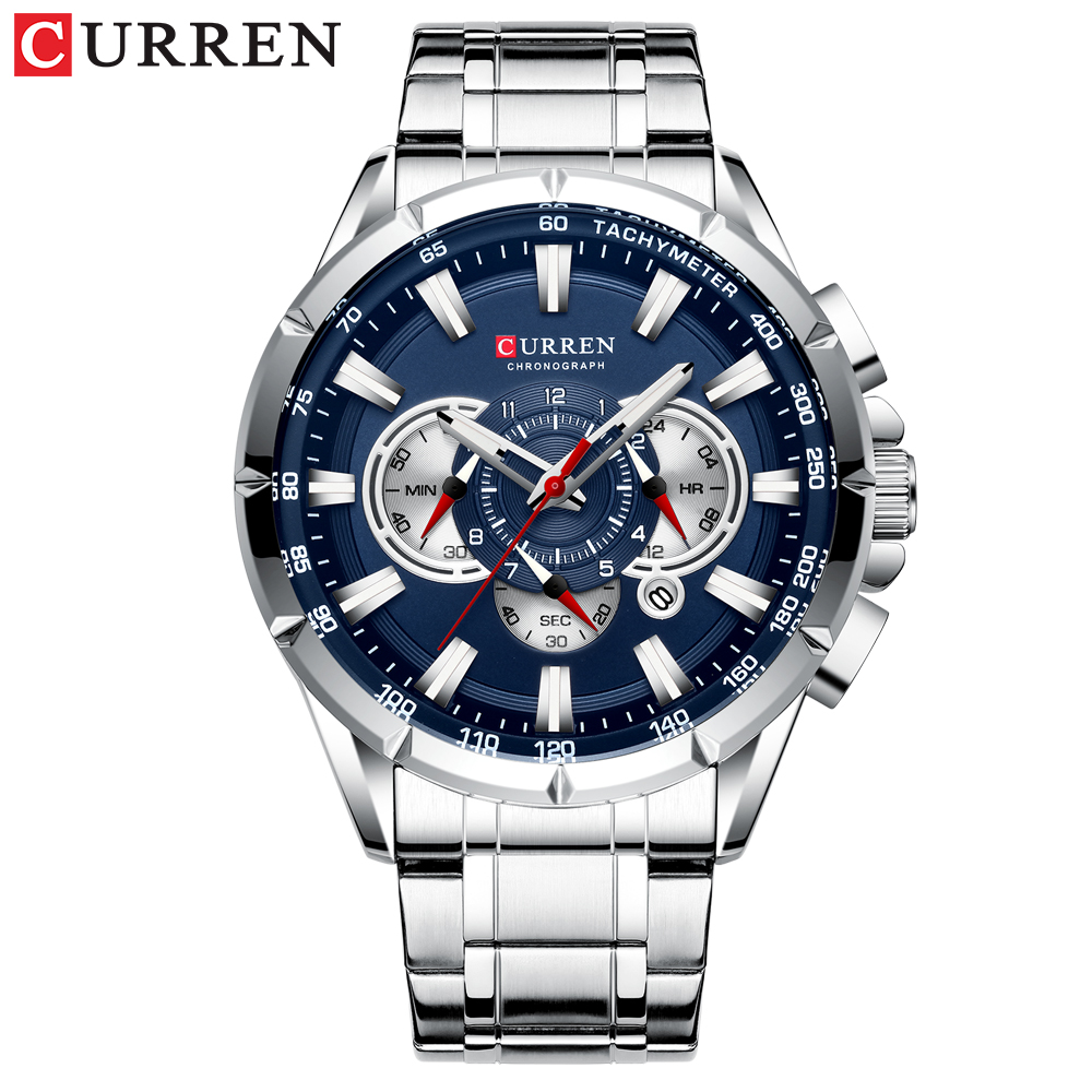 Curren 8363 Herenhorloge Zakelijk roestvrij staal Quartz Casual mode-polshorloge 6 wijzers Luxe Relogio Masculino: Multicolor