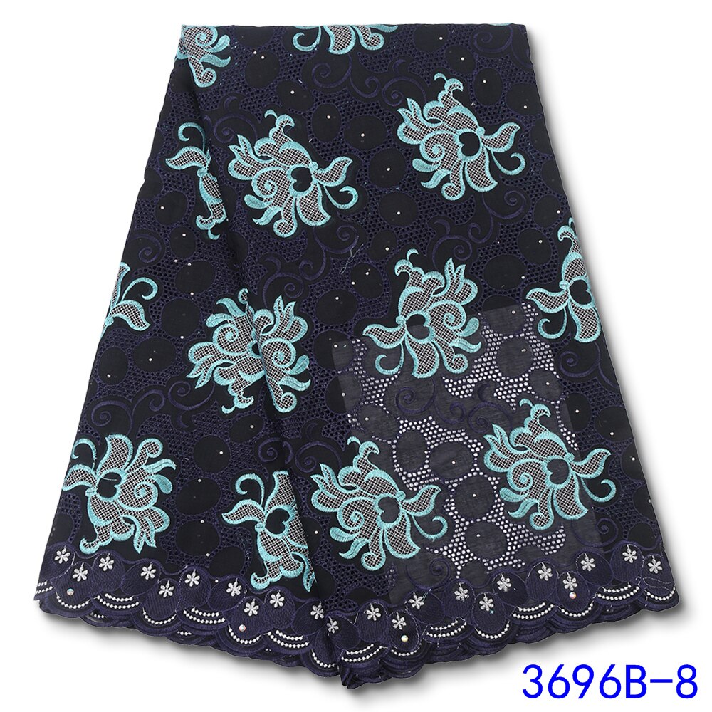 African Lace Fabric Lace Beautiful Nigerian Cotton Lace Fabrics With Stones For Party Wedding Dress YA3696B-6: Picture 8