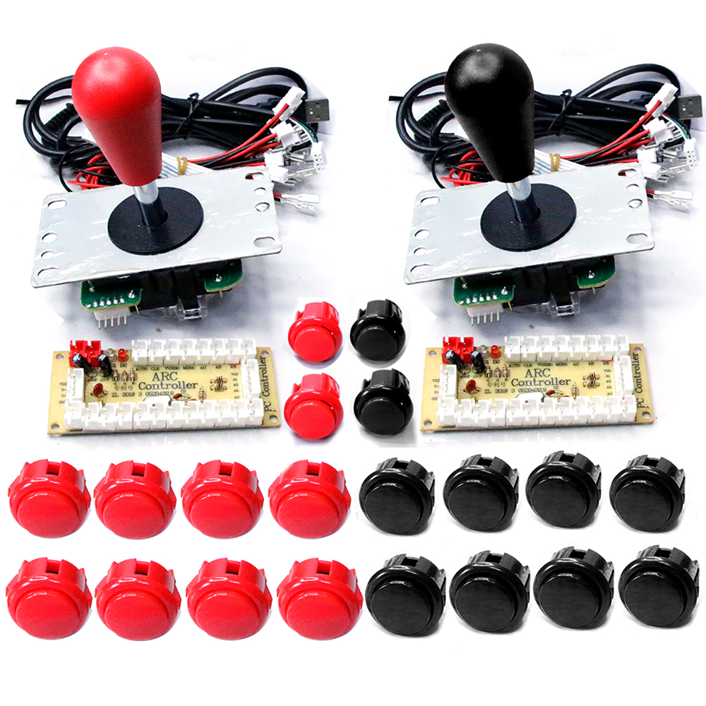Copie SANWA Machine de jeu Console d'arcade Kit de bricolage boutons poussoirs de Joystick 8 voies pour PC Raspberry Pi contrôleur de carte USB à retard zéro: Bleu marine