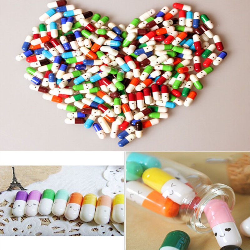 100 Uds mensaje en una botella Cápsula de mensaje lindo amor amistad píldora clara para juegos carta de amor Color al azar
