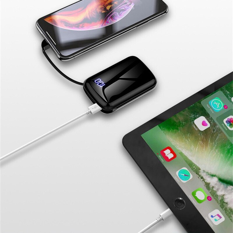 Mini Power Bank 50000Mah Grote Capaciteit Pocket Mobiele Telefoon Externe Batterij Ingebouwde Opladen Kabel Een-way Charger