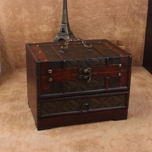 Cofre de madera para el almacenamiento de joyas caja con espejo joyería urna de joyería caja de Manke organizador caso caja de de joyería: Ancient Coin