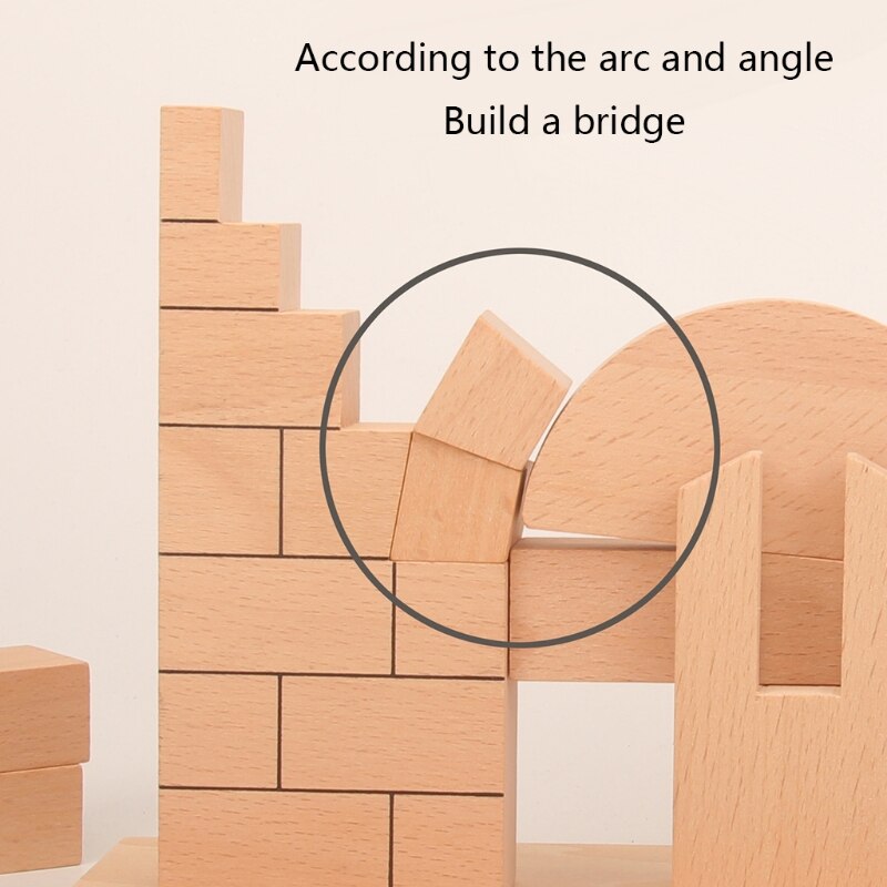 1Set Interactive Wooden Roman Arch Bridge Stacking Block Toy Stimulation Blocks Tumble Game Stacking Block Wooden Block