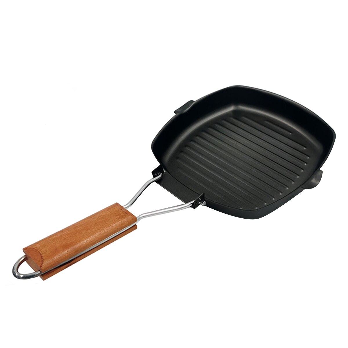 Koekenpan Opvouwbare Houten Handvat Non-stick Pan Inductie Kookplaat Gasfornuis Universele Tool Steak Ontbijt Friteuses