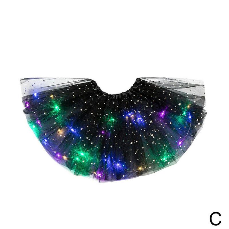 Kerst kinder lichtgevende tutu rok met rok licht buste led tutu rok lichtgevende mesh  h6 a 6: C