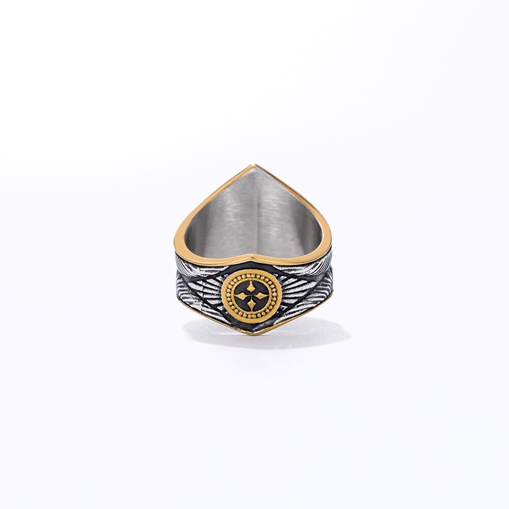 Rvs Acht Hoek Ster Vinger Ring Deel Goud Kleur Cool Titanium Uniqu Glad Party Sieraden