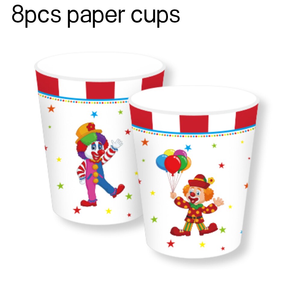 44pcs/set Baby Circus Animals Lion Carnival Party DIY HAPPY BIRTHDAY Party Photobooth Props Backdrops Baby Shower Decorations: MM005-cup-8pcs