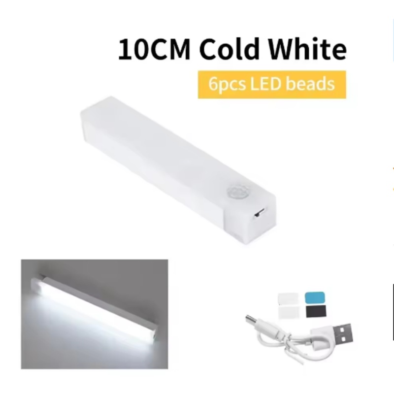 Bewegingssensorlicht Draadloos LED-nachtlampje USB oplaadbaar nachtlampje Kast Kledingkastlicht onder achtergrondverlichting voor keuken Led: WHITE